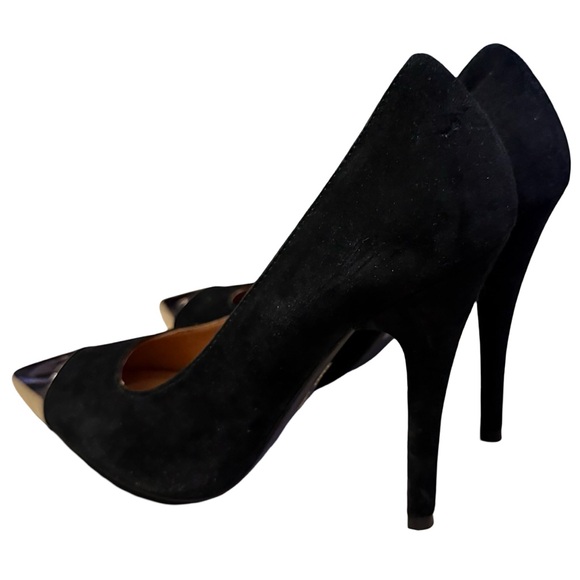 Jeffrey Campbell (NWOT) Handmade Ibiza Last Black Suede Metal Toe Cap Heels - Picture 14 of 16